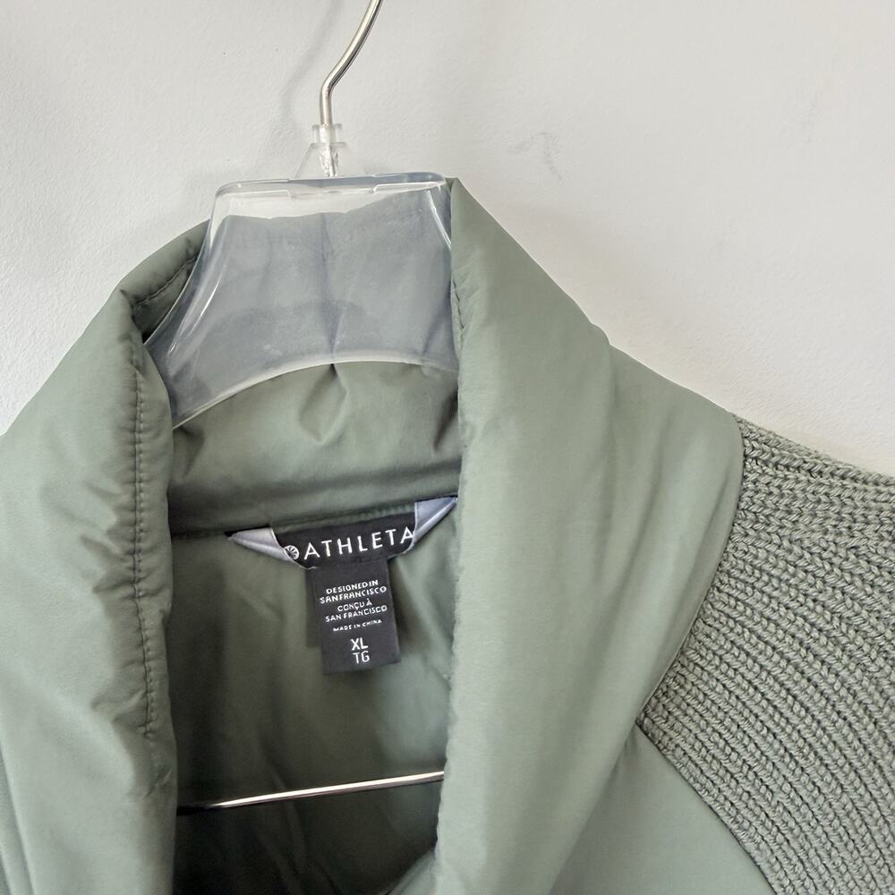 Athleta Incline Hybrid Puffer Jacket Deep Fern Green Small XL Zip Pockets - Picture 6 of 8
